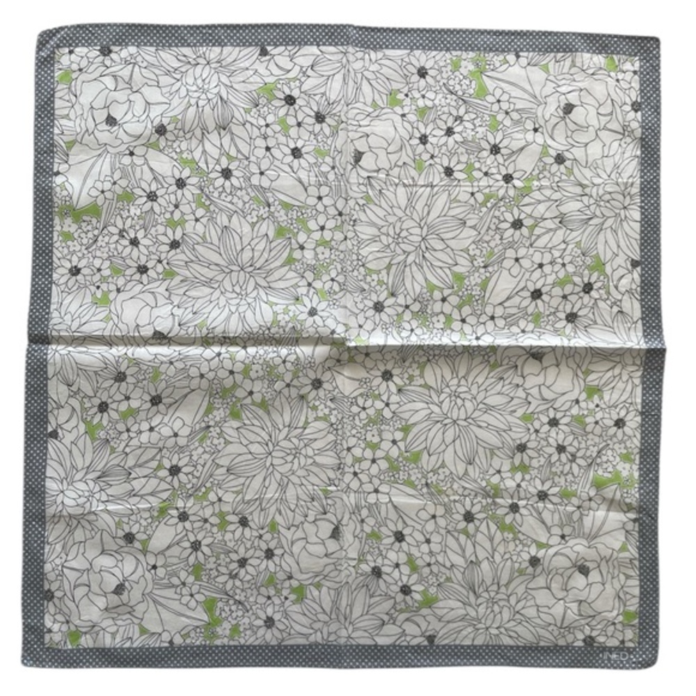 Ined Vintage Floral Pattern with Green Accents Handkerchief